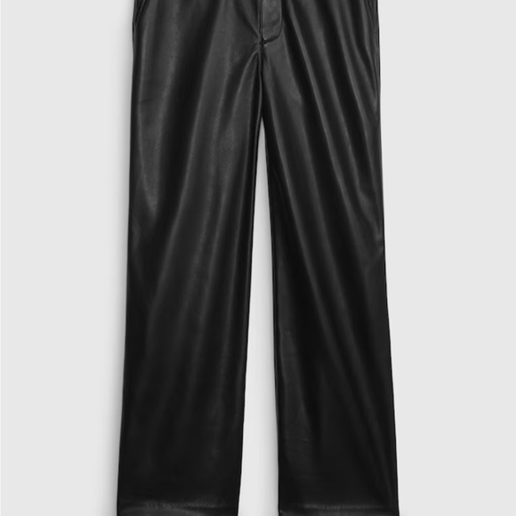 Black mid rise vegan leather loose pants GAP size 2 - Picture 5 of 5